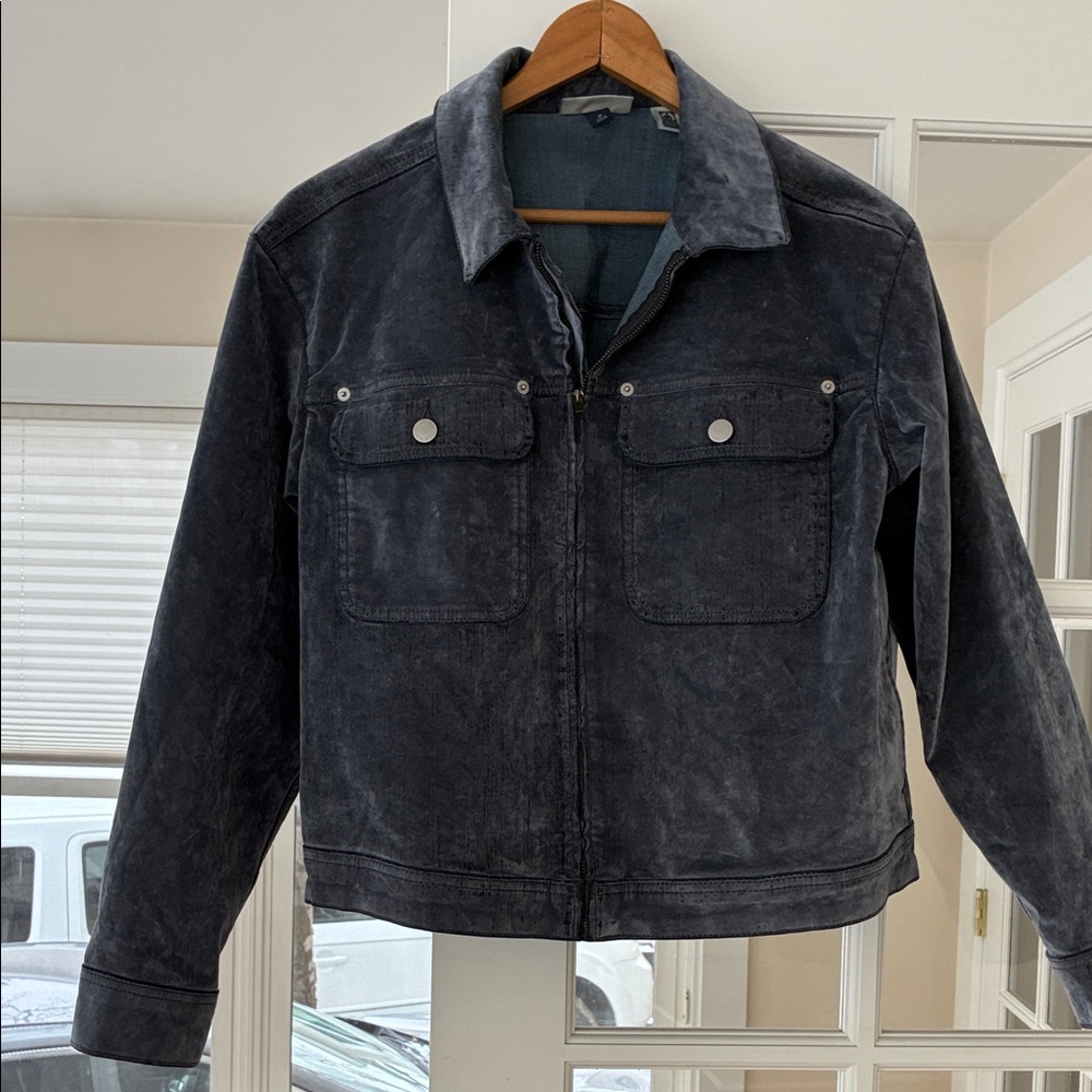 Blue Suede-like Casual Jacket